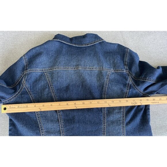 Blue Identity Denim Jacket Large Rhinestone Studded Button - Picture 3 of 5